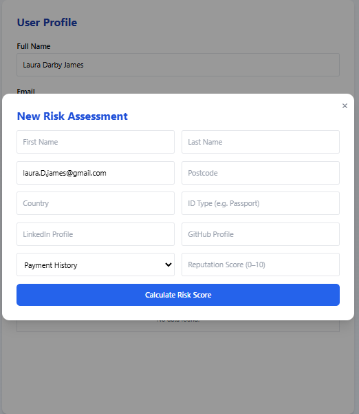 Data Entry Screenshot