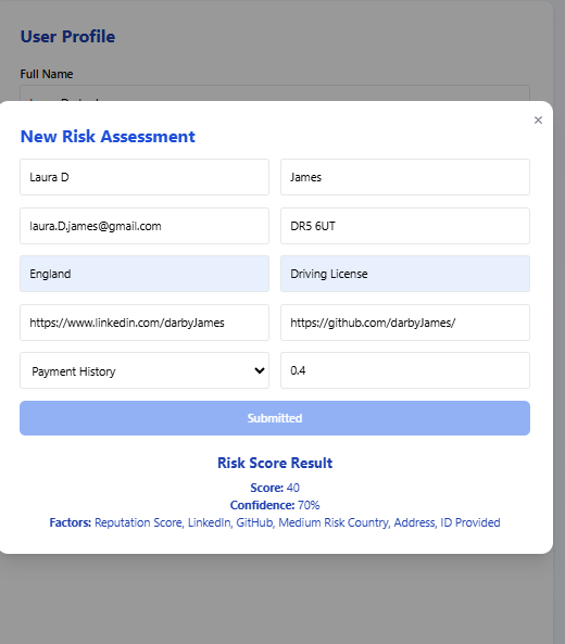Risk Score Screenshot